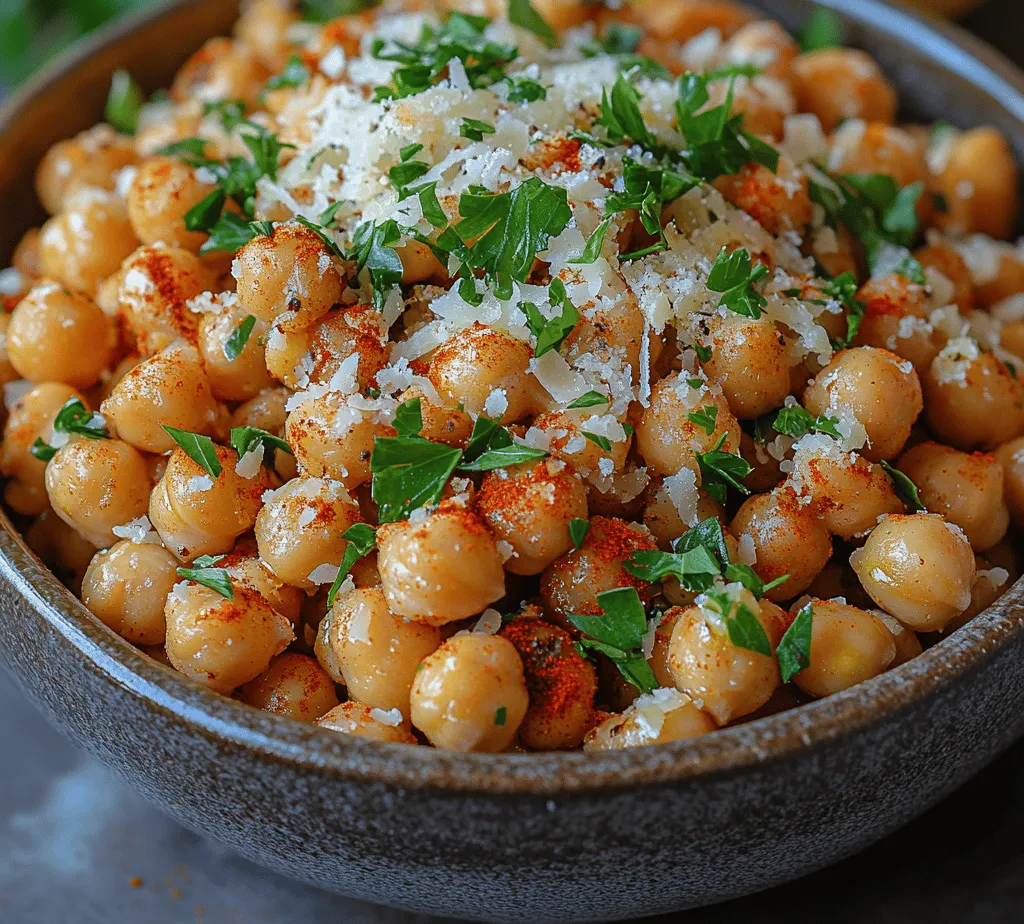 Spicy Garlic Parmesan Roasted Chickpeas are not only a delicious treat but also a health-conscious choice. Chickpeas are loaded with essential nutrients, making them a fantastic addition to any diet. They are rich in protein, fiber, and various vitamins and minerals, which contribute to a well-rounded and nutritious eating plan. The roasting process enhances their natural flavors while the spices and cheese provide a tantalizing taste that keeps you coming back for more.