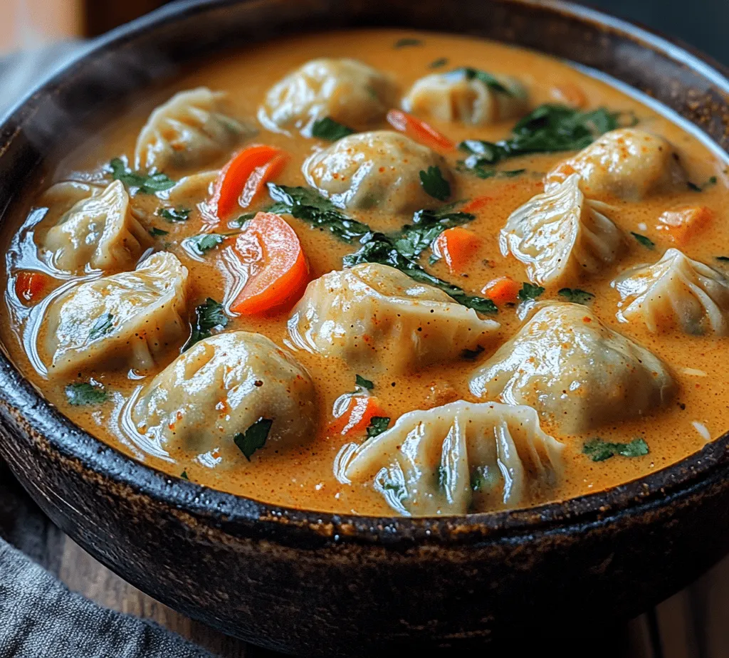 Before diving into the preparation of the <strong></noscript>Curry Dumpling Delight Soup, it’s essential to understand the core components that bring this dish to life. Each ingredient plays a pivotal role, contributing not only to the flavor but also to the overall experience of the dish.” /></p>
<p></p>
<h3>Combining Broth and Coconut Milk: Achieving the Perfect Consistency</h3>
<p></p>
<p>To create a rich and flavorful base for your Curry Dumpling Delight Soup, the combination of broth and coconut milk is essential. Begin by pouring your chosen vegetable or chicken broth into a large pot and bringing it to a gentle simmer over medium heat. The broth serves as the foundation, offering depth and a savory flavor profile.</p>
<p></p>
<p>Once the broth is simmering, it’s time to introduce the coconut milk. This ingredient not only adds creaminess but also balances the spice levels, resulting in a comforting and indulgent texture. To achieve the perfect consistency, gradually stir in the coconut milk while monitoring the heat. Aim for a silky texture that is neither too thick nor too watery. A good rule of thumb is to use equal parts broth and coconut milk, adjusting as necessary based on your preference for creaminess.</p>
<p></p>
<p>After mixing, allow the soup to simmer for an additional 5-10 minutes. This step is crucial as it allows the flavors to meld beautifully, creating a harmonious blend that will elevate your curry dumpling soup to another level.</p>
<p></p>
<h3>Cooking the Dumplings to Perfection</h3>
<p></p>
<p>Cooking the dumplings is one of the most critical aspects of preparing your Curry Dumpling Delight Soup. Start by ensuring your dumplings are prepped and ready to go. If you’re using frozen dumplings, there’s no need to thaw them; they can go straight from the freezer into the soup.</p>
<p></p>
<h4>Techniques for Gently Adding Dumplings to the Simmering Soup</h4>
<p></p>
<p>As your broth and coconut milk mixture simmers, gently add the dumplings one by one. It’s essential to lower them into the pot carefully to avoid splashing hot liquid. A slotted spoon can be a helpful tool for this task, allowing you to control the placement of each dumpling. Ensure that they are submerged in the broth for even cooking.</p>
<p></p>
<h4>Signs of Perfectly Cooked Dumplings: Floating Indicators</h4>
<p></p>
<p>The cooking time for dumplings will vary depending on their size and whether they are fresh or frozen. Generally, allow the dumplings to cook for about 5-8 minutes. A reliable indicator that your dumplings are fully cooked is when they begin to float to the surface of the soup. This floating behavior means that they are light and fluffy, signaling that the filling is hot and the dumplings are ready to be enjoyed.</p>
<p></p>
<h3>Enhancing the Soup with Fresh Vegetables</h3>
<p></p>
<p>Adding fresh vegetables not only enhances the nutritional value of your soup but also contributes vibrant colors and textures.</p>
<p></p>
<h4>Timing for Adding Vegetables for Optimal Tenderness</h4>
<p></p>
<p>When it comes to adding vegetables, timing is everything. Aim to incorporate your fresh vegetables—such as bell peppers, spinach, and carrots—into the simmering soup about 2-3 minutes before the dumplings are done cooking. This timing ensures that the vegetables retain their crunch while still absorbing the delicious flavors of the broth.</p>
<p></p>
<h4>Balancing the Soup’s Texture with Fresh Ingredients</h4>
<p></p>
<p>Striking the perfect balance in texture is vital. Consider using a mix of both tender and crunchy vegetables. For instance, add spinach for a soft texture, while keeping the bell peppers slightly crisp. This combination will create a delightful mouthfeel, enhancing each spoonful of your Curry Dumpling Delight Soup.</p>
<p></p>
<h3>Serving Suggestions: Presenting Your Curry Dumpling Delight Soup</h3>
<p></p>
<p>The presentation of your dish can elevate the dining experience. Taking the time to serve your soup beautifully will impress your family and friends.</p>
<p></p>
<h4>Creating an Inviting Presentation</h4>
<p></p>
<p>Choosing the right bowls can make all the difference. Opt for deep, wide bowls that allow for ample broth and dumplings to be showcased. Garnish with a sprinkle of fresh cilantro or green onions on top for a pop of color and freshness. A drizzle of lime juice adds brightness and enhances the flavors of the soup, making it visually appealing and inviting.</p>
<p></p>
<h4>Enhancing the Visual Appeal with Vibrant Colors</h4>
<p></p>
<p>Consider the color palette as you arrange the elements in your bowl. The golden hue of the curry broth, the vibrant green of fresh herbs, and the rich tones of the dumplings create an enticing visual display. A simple yet elegant presentation can make your soup feel like a gourmet dish, ready for any occasion.</p>
<p></p>
<h3>Pairing Suggestions</h3>
<p></p>
<p>To complement the flavors of your Curry Dumpling Delight Soup, consider serving it alongside various accompaniments.</p>
<p></p>
<h4>Ideal Accompaniments: Breads, Rice, or Salads</h4>
<p></p>
<p>Pairing your soup with crusty bread, fluffy rice, or a fresh salad can create a well-rounded meal. A side of naan or a simple grain salad with lemon vinaigrette can provide a delightful contrast to the warmth of the soup. Each of these options will help to soak up the delicious broth, making every bite satisfying.</p>
<p></p>
<h4>Beverage Pairings to Complement the Flavors</h4>
<p></p>
<p>When it comes to beverages, consider serving your soup with a refreshing drink that can balance the spices. A chilled coconut water or a light fruit-based beverage can cleanse the palate. For those who enjoy wine, a chilled Riesling or Sauvignon Blanc can harmonize beautifully with the flavors of the curry.</p>
<p></p>
<h3>The Cultural Significance of Curry Dumpling Soup</h3>
<p></p>
<p>Curry Dumpling Delight Soup is not just a meal; it is steeped in history and cultural significance that spans across multiple cuisines.</p>
<p></p>
<h4>Exploring the Origins of Curry</h4>
<p></p>
<p>Curry has a rich history that transcends borders, originating from South Asia and evolving into various forms around the world. The use of spices in curry is not merely for flavor, but also for their medicinal properties. The dish has become a staple in many cultures, with each region putting its unique twist on the classic recipe.</p>
<p></p>
<h4>The Significance of Dumplings in Various Cultures</h4>
<p></p>
<p>Dumplings, too, hold cultural importance, featuring prominently in various culinary traditions. From Chinese jiaozi to Polish pierogi, dumplings are a comforting food that symbolizes family and togetherness. In many cultures, they are prepared during special occasions, representing abundance and prosperity.</p>
<p></p>
<h3>Culinary Variations Around the World</h3>
<p></p>
<p>The beauty of curry dumpling soup lies in its versatility. Various regions have developed their unique interpretations, showcasing local ingredients and spices.</p>
<p></p>
<h4>Different Types of Dumplings Across Cultures</h4>
<p></p>
<p>In Japan, you might find gyoza, which are thinner-skinned dumplings filled with meat and vegetables. Meanwhile, Italian ravioli showcase a pasta-like exterior filled with cheese or meat. Each variant brings a different texture and flavor profile, enriching the culinary experience of your soup.</p>
<p></p>
<h4>How Regional Spices Can Alter the Flavor Profile of the Soup</h4>
<p></p>
<p>Regional spices play a crucial role in defining the taste of curry dumpling soup. For instance, adding garam masala can lend a warm, complex flavor, while Thai curry paste can introduce a zesty kick. Experimenting with different spices allows you to create your own signature version of this comforting dish.</p>
<p></p>
<h3>Nutritional Benefits: Why You’ll Love This Soup</h3>
<p></p>
<p>Beyond the delightful flavors, Curry Dumpling Delight Soup is packed with nutritional benefits that contribute to a healthy diet.</p>
<p></p>
<h4>Analyzing the Health Benefits of Key Ingredients</h4>
<p></p>
<p>The vegetables used in the soup offer an array of vitamins and minerals. Spinach, for example, is rich in iron and vitamins A and C, while bell peppers provide antioxidants. Together, they contribute to a balanced diet and support overall health.</p>
<p></p>
<h4>The Advantages of Coconut Milk in a Balanced Diet</h4>
<p></p>
<p>Coconut milk is not only creamy and delicious but also a source of healthy fats. It contains medium-chain triglycerides (MCTs), which can boost metabolism and provide energy. Additionally, it is dairy-free, making it a suitable alternative for those with lactose intolerance.</p>
<p></p>
<h3>Understanding the Role of Spices in Health</h3>
<p></p>
<p>Spices are often the unsung heroes of many dishes, and they offer various health benefits as well.</p>
<p></p>
<h4>Anti-inflammatory Properties of Turmeric and Ginger</h4>
<p></p>
<p>Turmeric, a key ingredient in many curry recipes, is known for its anti-inflammatory properties and potential health benefits, including improved brain function and reduced risk of chronic diseases. Ginger, another common spice, can aid digestion and alleviate nausea, making it an excellent addition to your soup.</p>
<p></p>
<h4>The Benefits of Incorporating Diverse Spices into Meals</h4>
<p></p>
<p>Incorporating a variety of spices into your meals not only enhances flavor but also promotes health. Each spice carries unique properties that contribute to well-being, making your Curry Dumpling Delight Soup not just a flavorful dish but also a nourishing one.</p>
<p></p>
<h3>Conclusion: Embracing the Joy of Homemade Curry Dumpling Delight Soup</h3>
<p></p>
<p>Curry Dumpling Delight Soup is more than just a recipe; it embodies warmth, flavor, and cultural richness. As you embark on this culinary adventure, you engage with history and tradition, creating a dish that brings comfort and joy to your table. Whether enjoyed on a chilly night or shared among friends and family, this soup is a celebration of cooking and connection.</p>
<p></p>
<p>So gather your ingredients, embrace the process, and delight in the experience of making your very own Curry Dumpling Delight Soup. Each spoonful not only nourishes the body but also feeds the soul, making it a recipe worth cherishing for years to come.</p>
<div id=