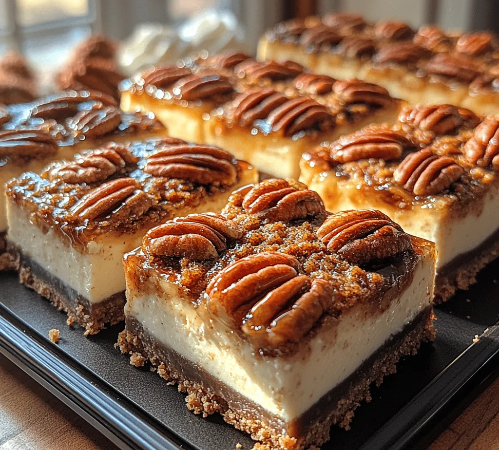 Pecan Pie Cheesecake Bars are a delightful dessert that captures the essence of two beloved classics: creamy cheesecake and sweet, nutty pecan pie. This recipe combines the rich, velvety texture of cheesecake with the crunchy, caramelized goodness of pecans, creating an irresistible treat that appeals to both cheesecake enthusiasts and pecan pie lovers alike.
