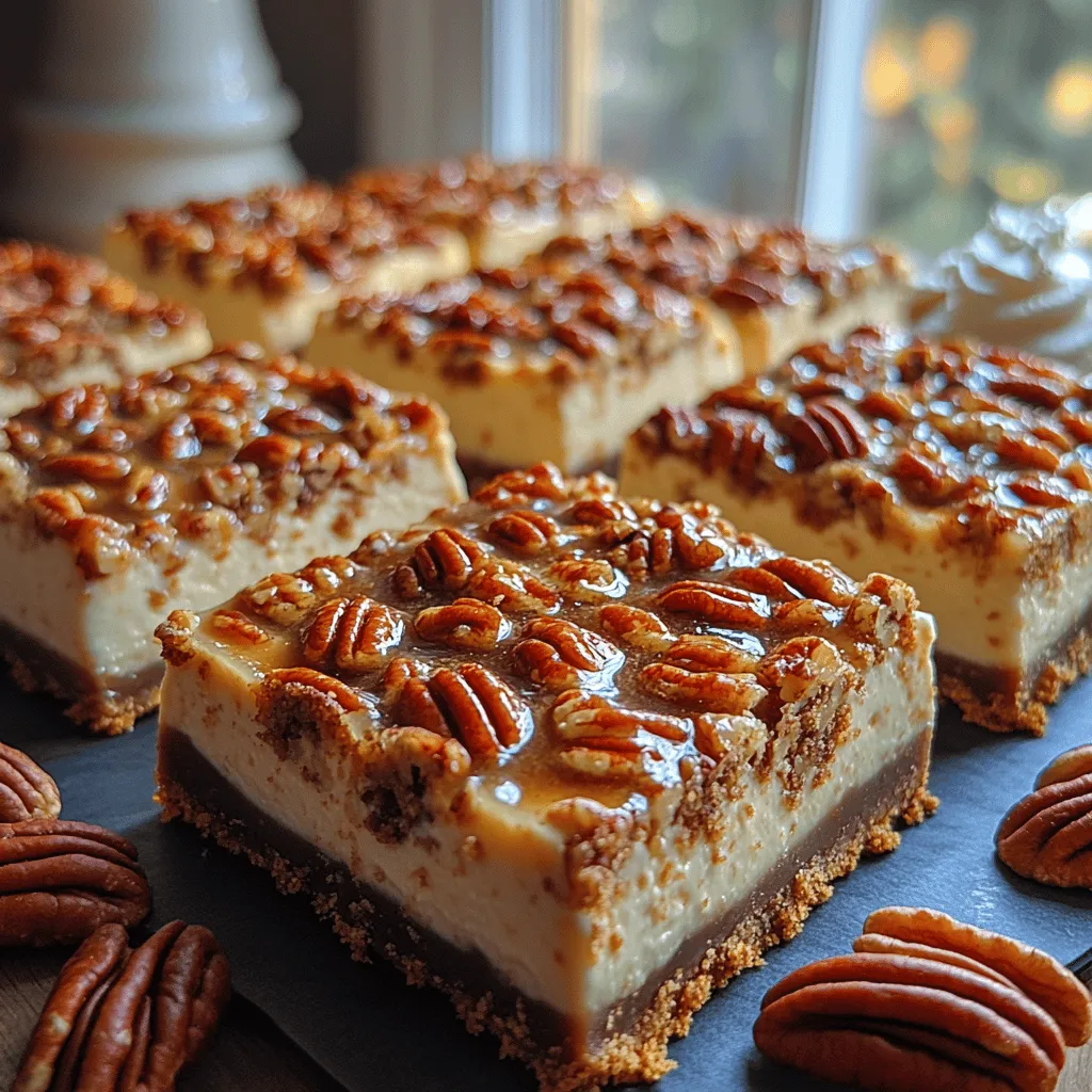 Pecan Pie Cheesecake Bars are a delightful dessert that captures the essence of two beloved classics: creamy cheesecake and sweet, nutty pecan pie. This recipe combines the rich, velvety texture of cheesecake with the crunchy, caramelized goodness of pecans, creating an irresistible treat that appeals to both cheesecake enthusiasts and pecan pie lovers alike.
