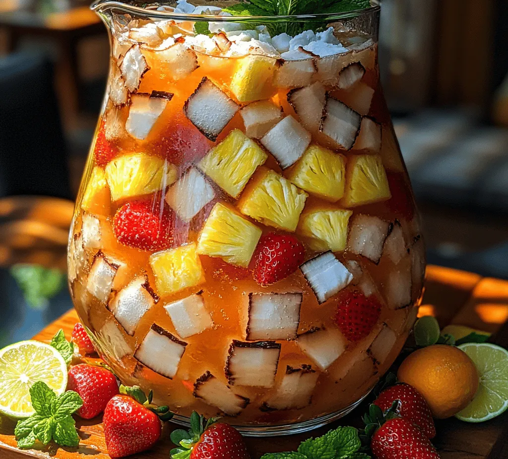 As the sun shines brightly and the temperatures rise, there is nothing quite like a refreshing drink to elevate your summer gatherings. Enter the Tropical Escape Piña Colada Sangria—a delightful fusion of two beloved beverages that transports you straight to a sun-soaked beach paradise with every sip. This vibrant cocktail is not only a feast for the eyes but also a celebration of tropical flavors that dance on your palate. Imagine sipping on a drink infused with the sweetness of ripe pineapple, the smoothness of coconut rum, and the refreshing chill of crisp white wine—it's a journey to the tropics without leaving your backyard.