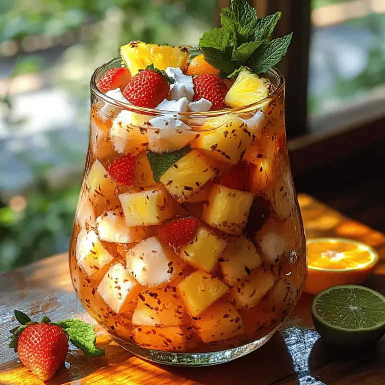 As the sun shines brightly and the temperatures rise, there is nothing quite like a refreshing drink to elevate your summer gatherings. Enter the Tropical Escape Piña Colada Sangria—a delightful fusion of two beloved beverages that transports you straight to a sun-soaked beach paradise with every sip. This vibrant cocktail is not only a feast for the eyes but also a celebration of tropical flavors that dance on your palate. Imagine sipping on a drink infused with the sweetness of ripe pineapple, the smoothness of coconut rum, and the refreshing chill of crisp white wine—it's a journey to the tropics without leaving your backyard.
