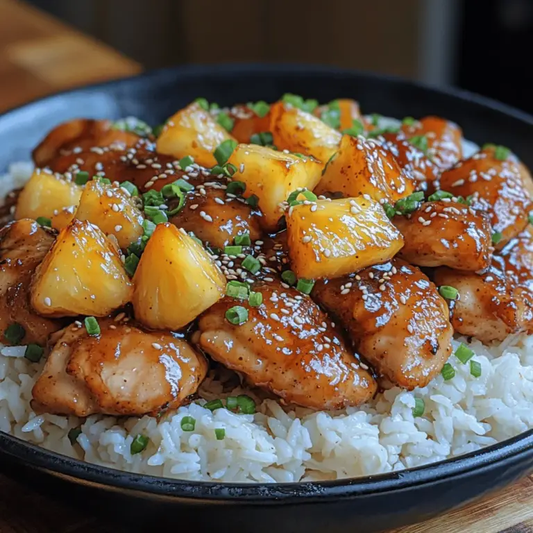 Sticky Teriyaki Pineapple Chicken is a dish that perfectly embodies the harmonious blend of sweet, savory, and tangy flavors. This recipe draws inspiration from traditional Japanese teriyaki, elevating it with the tropical brightness of fresh pineapple. The juicy chicken, coated in a sticky, glossy glaze, creates a mouthwatering experience that has become a favorite for both weeknight dinners and special occasions. Its appeal lies not only in its taste but also in its ability to transport you to a sunny beach destination with each bite.