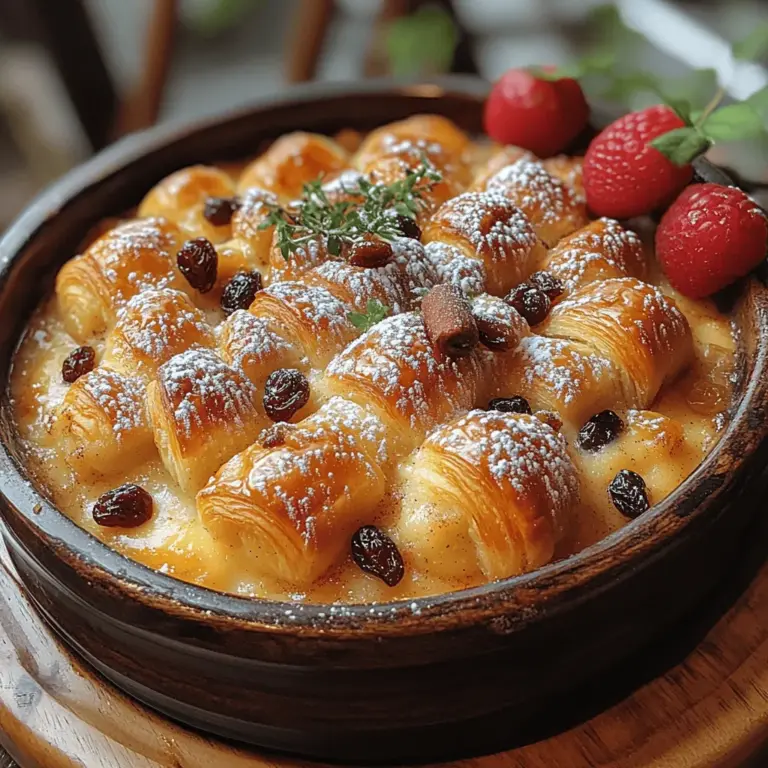 Bread pudding has long been celebrated as a comforting dessert, perfect for using up stale bread while creating a dish that feels indulgent and satisfying. Its warm, custardy texture and the ability to absorb rich flavors make it a beloved choice in many households. Among the various interpretations of this classic dessert, the Buttery Croissant Bread Pudding stands out as a luxurious twist that elevates a traditional recipe into a gourmet experience. By substituting everyday bread with flaky, buttery croissants, this dish transforms into a delectable concoction that boasts a unique texture and irresistible flavor.