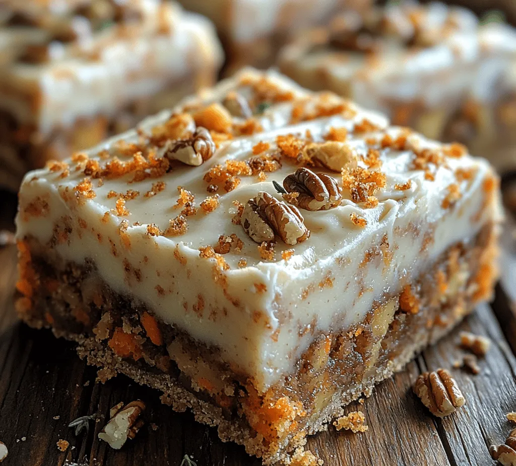 Carrot cake has long been a beloved dessert, celebrated for its moist texture, rich flavors, and the nostalgic warmth it brings to gatherings. Over the years, this classic cake has inspired numerous variations, from traditional layered cakes to cupcakes that capture the essence of its spiced goodness. Among the many adaptations, Sweet and Spicy Carrot Cake Bars stand out as a unique twist that is both convenient and delightful. This recipe transforms the traditional carrot cake into easy-to-serve bars, making it an ideal treat for potlucks, birthday parties, or any casual get-together.