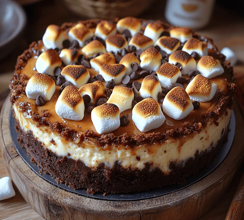 S’mores Brownie Cheesecake is a deliciously indulgent dessert that combines the beloved elements of classic s’mores, rich brownies, and creamy cheesecake into one irresistible treat. Imagine sinking your fork into a velvety slice that seamlessly blends the fudgy richness of chocolate brownies with the smooth, creamy texture of cheesecake, all topped with a gooey marshmallow layer and a crunchy graham cracker finish. This dessert is not only a feast for the taste buds but also a visual delight, perfect for impressing guests at gatherings or enjoying a cozy evening at home.
