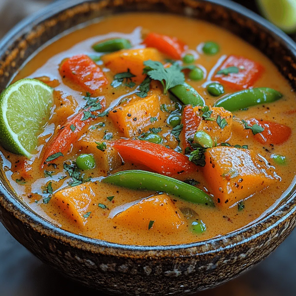 The flavor profile of Thai Coconut Curry Soup is a delightful combination of creamy, spicy, and aromatic elements. At its core, the soup offers a rich, velvety texture, thanks to the coconut milk, which serves as the base. The creaminess is perfectly balanced with the heat from red curry paste, creating a dish that tantalizes the palate. The aromatic notes from fresh herbs and spices elevate the overall experience, making each spoonful an adventure in flavor.