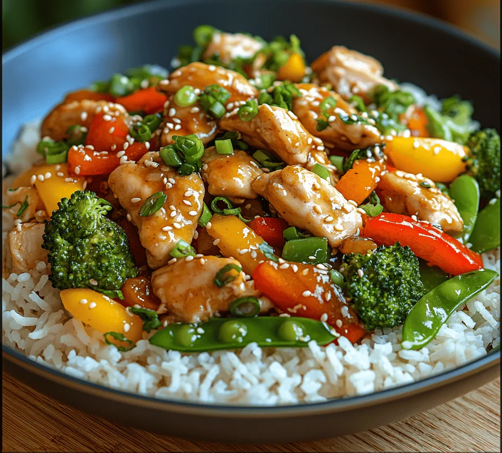 At the heart of our Sizzling Citrus Chicken Stir Fry is chicken breast, a lean protein choice that is both nutritious and versatile. Chicken breast is celebrated for its low-fat content, making it an excellent option for those looking to maintain a healthy diet. Not only does it provide essential protein for muscle repair and growth, but it also contains vital vitamins and minerals, including B vitamins, phosphorus, and selenium.