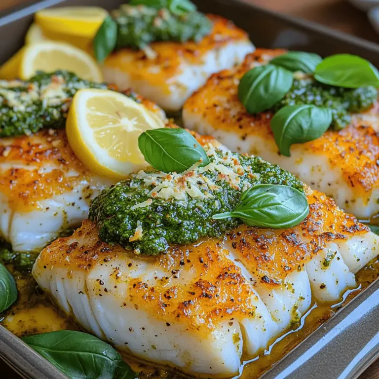 If you're looking for a delicious and healthy weeknight dinner that won't take hours to prepare, Pesto Parmesan Baked Cod is your answer. This dish combines the delicate flavors of fresh cod with the vibrant, aromatic notes of basil pesto and the rich, nutty taste of Parmesan cheese. Not only is it simple to make, but it's also packed with nutrients that make it a smart choice for health-conscious eaters.