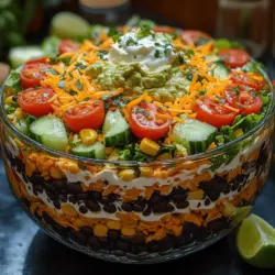 Layered Fiesta Delight is not just a dish; it’s an experience that brings together a vibrant array of flavors, textures, and colors that are sure to impress your guests, whether you are hosting a festive gathering or a casual get-together. This recipe is an embodiment of the lively spirit of Mexican cuisine, showcasing fresh ingredients that not only tantalize the taste buds but also nourish the body. The appeal of Layered Fiesta Delight lies in its ability to cater to various palates, making it a versatile choice for any occasion.