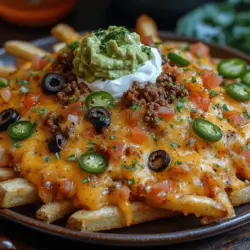 In recent years, nacho-inspired dishes have taken the culinary world by storm, captivating food lovers with their bold flavors and satisfying textures. From traditional nachos piled high with cheese and toppings to innovative spins on the classic dish, nachos have proven to be a crowd-pleaser. Among these delightful variations, Loaded Nacho Fries stand out as a perfect fusion of comfort food and culinary creativity. Combining crispy fries with melted cheese, savory meats, and fresh toppings, this dish offers a tantalizing experience that is sure to satisfy even the most discerning palates.