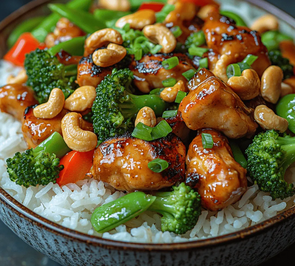 Flavor-Packed Cashew Chicken is a beloved dish that brings together the savory essence of tender chicken, the delightful crunch of cashews, and a vibrant array of vegetables. This dish is not only a staple in Chinese cuisine but also a favorite for its harmonious balance of flavors and textures. Whether served over a bed of steamed rice or enjoyed on its own, Cashew Chicken offers a satisfying meal that appeals to a wide range of palates.