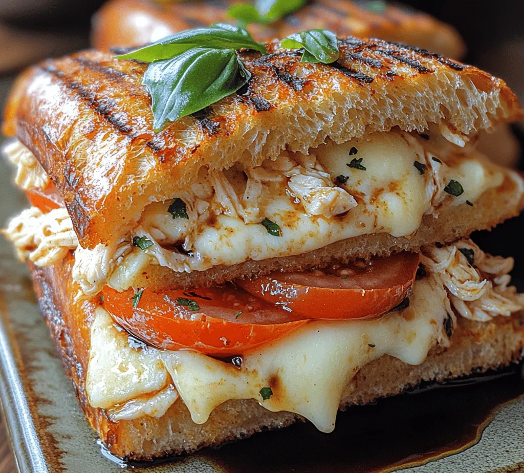 If you're in search of a quick yet delightful meal that tantalizes the taste buds, look no further than the Chicken Caprese Panini. This mouthwatering sandwich harmoniously combines tender, savory chicken with the creamy richness of mozzarella, the freshness of ripe tomatoes, and aromatic basil, all brought together by a drizzle of zesty pesto. Not only is it delicious, but it's also easy to prepare, making it a perfect choice for busy weeknights or leisurely weekend lunches.