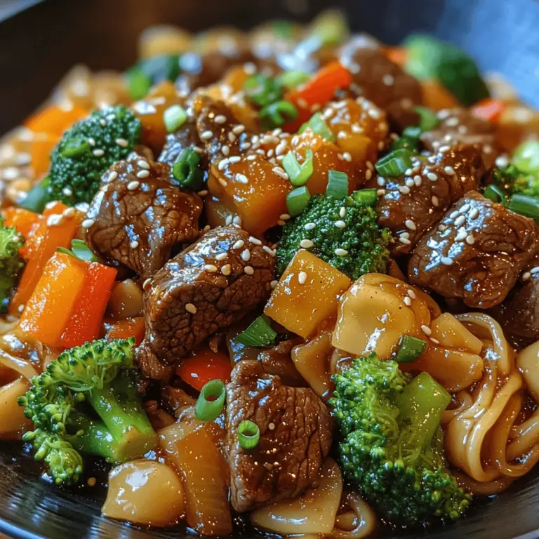 The origins of beef and noodle dishes can be traced back to various cultures, particularly in Asian cuisines where stir-frying is a beloved cooking method. The use of soy sauce and oyster sauce is a hallmark of many traditional Chinese dishes, while the incorporation of fresh vegetables reflects the health-conscious approach found in Asian cooking. This recipe is a fusion of these cultural influences, combining classic elements to create a dish that is both familiar and unique. The vibrant colors and rich flavors not only make it visually appealing but also cater to the palate's needs for variety and excitement.