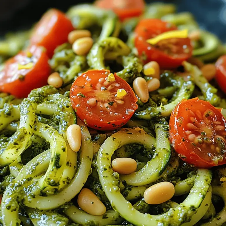 In a culinary landscape often dominated by heavy pastas and rich sauces, the Zucchini Noodle Delight with Pesto Magic emerges as a refreshing alternative that merges health with flavor. This innovative dish transforms ordinary zucchini into delightful “zoodles,” a vibrant and nutritious twist on traditional pasta. Whether you are a health-conscious eater, adhering to a low-carb lifestyle, or simply seeking a change from your usual dinner routine, this recipe offers a tantalizing option that is both satisfying and guilt-free.