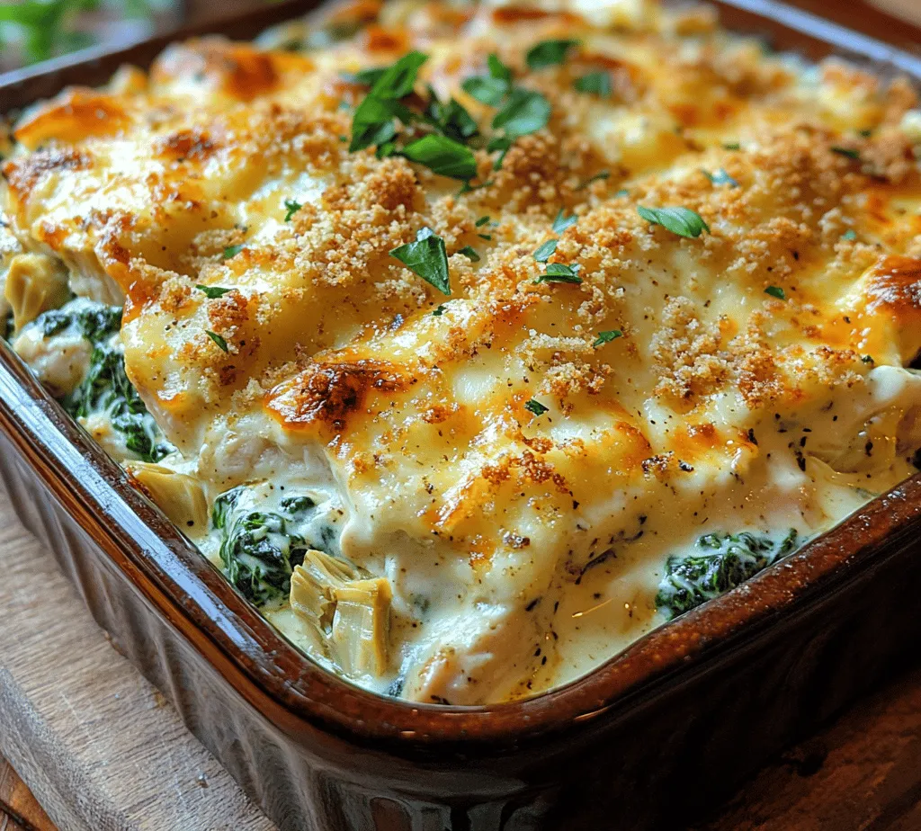 In a world where wholesome home-cooked meals can often feel out of reach, the Creamy Spinach Artichoke Chicken Casserole emerges as a comforting and delicious solution. This dish combines tender chicken, nutritious spinach, and flavorful artichokes, all enveloped in a creamy sauce, making it a standout choice for family dinners or gatherings. The combination of flavors and textures not only makes this casserole a culinary delight but also a nutritious option that brings together protein, vegetables, and creamy goodness in one dish.