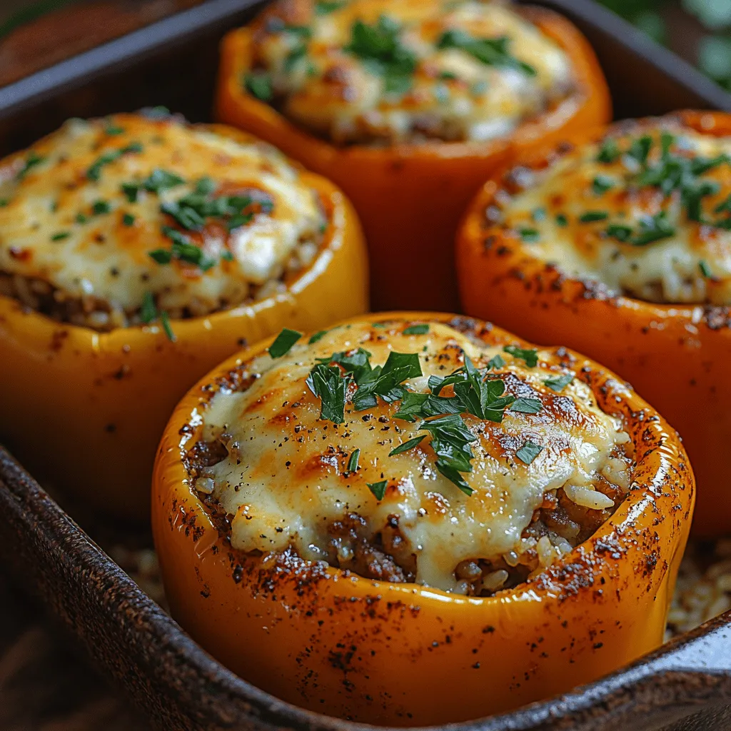 Beefy Cheesy Stuffed Peppers are the ultimate comfort food, combining savory flavors with hearty nutrition. This dish is not only delightful to the palate but also visually appealing, making it a perfect centerpiece for family dinners or gatherings. Packed with vibrant bell peppers, succulent ground beef, and a melty layer of cheese, these stuffed peppers are a crowd-pleaser that caters to both busy individuals and families looking for a nutritious meal.