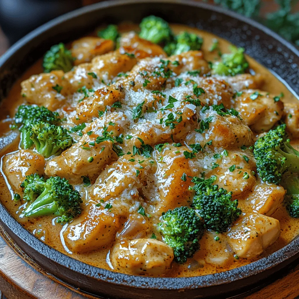 When it comes to comforting, wholesome meals that can satisfy both the palate and the nutritional needs of your family, <strong></noscript>Creamy Chicken & Broccoli Delight stands out as a top choice. This dish offers a harmonious blend of tender chicken, vibrant broccoli, and a rich, velvety sauce that perfectly complements the ingredients. Not only is it a feast for the taste buds, but it also provides a balance of flavors and nutrients that makes it suitable for any occasion, from casual weeknight dinners to festive gatherings.” /></p>
<p></p>
<h3>Combining Ingredients for a Balanced Sauce</h3>
<p></p>
<p>Creating the perfect sauce for your Creamy Chicken & Broccoli Delight is essential to achieve that rich, comforting flavor. Start by gathering your ingredients: you will need chicken broth, heavy cream, garlic, onion, and your choice of seasonings. The combination of chicken broth and heavy cream creates a creamy base that coats the chicken and broccoli beautifully, while the garlic and onion add depth and aroma.</p>
<p></p>
<p>To make the sauce, begin by heating a large skillet over medium heat. Add a tablespoon of olive oil, followed by minced garlic and diced onion. Sauté these ingredients until they become translucent and fragrant—approximately 2-3 minutes. Next, pour in the chicken broth, allowing it to simmer for a few minutes to concentrate the flavors. Slowly whisk in the heavy cream until the sauce is smooth. This is where you can adjust the seasoning, adding salt, pepper, and a dash of nutmeg for warmth. For an extra layer of flavor, consider adding fresh or dried herbs such as thyme or parsley.</p>
<p></p>
<h3>Adjusting Consistency and Taste</h3>
<p></p>
<p>As you prepare the sauce, pay attention to its consistency. If the sauce appears too thick, you can thin it out by adding a little more chicken broth or cream, depending on your preference. Conversely, if it is too thin, let it simmer a bit longer to reduce and thicken. Taste your sauce before adding it to the chicken and broccoli; adjust the seasoning as necessary. The goal is to create a well-balanced sauce that complements the flavors of the chicken and vegetables without overpowering them.</p>
<p></p>
<h3>Cooking Process Explained</h3>
<p></p>
<h4>Detailed Walkthrough of the Cooking Process</h4>
<p></p>
<p>Once your sauce is ready, it’s time to bring all the elements together. In a separate pan, heat a tablespoon of olive oil over medium-high heat. Add bite-sized pieces of chicken breast, seasoning them with salt and pepper. Cook the chicken for about 6-7 minutes until it is golden brown and cooked through, reaching an internal temperature of 165°F (75°C). This method ensures that the chicken remains juicy and tender while developing a beautiful sear.</p>
<p></p>
<h4>Cooking Chicken to Perfection: Time and Temperature Tips</h4>
<p></p>
<p>To ensure your chicken is perfectly cooked, use a meat thermometer to check the internal temperature. Cooking times may vary based on the size and thickness of your chicken pieces, so always rely on the thermometer for accuracy. Once the chicken is cooked, remove it from the pan and set it aside, keeping it warm under aluminum foil or in a low-temperature oven.</p>
<p></p>
<h4>Layering Flavors with the Addition of Vegetables and Sauce</h4>
<p></p>
<p>After removing the chicken, add your broccoli florets to the same pan. This will allow the broccoli to absorb any leftover flavors from the chicken. Sauté the broccoli for about 4-5 minutes until it turns bright green and slightly tender. Once the vegetables are ready, return the chicken to the pan and pour the prepared sauce over the top, gently stirring to combine everything. This is where the magic happens; the sauce envelops the chicken and broccoli, creating a cohesive dish.</p>
<p></p>
<h4>The Role of Simmering in Melding Flavors</h4>
<p></p>
<p>Allow the combined ingredients to simmer for an additional 3-5 minutes. This step is crucial because it lets the flavors meld together, enhancing the overall taste of the dish. The gentle simmering ensures that the chicken remains moist while the broccoli becomes tender yet retains a slight crunch, providing a delightful texture contrast.</p>
<p></p>
<h4>Importance of Timing: Ensuring Each Component is Cooked Correctly</h4>
<p></p>
<p>Timing is essential when preparing Creamy Chicken & Broccoli Delight. Each component requires different cooking times, and careful attention ensures that nothing is overcooked. Begin with the chicken, followed by the broccoli, and finally, the sauce. By following this order, you can maintain the integrity of each ingredient and achieve the perfect balance of flavors and textures.</p>
<p></p>
<h3>Serving Suggestions</h3>
<p></p>
<h4>Presentation Ideas: How to Plate the Dish Attractively</h4>
<p></p>
<p>Presentation plays a significant role in enhancing the dining experience. To plate your Creamy Chicken & Broccoli Delight, start by placing a generous serving of the chicken and broccoli mixture in the center of the plate. Use a ladle to drizzle some of the creamy sauce around the dish for a touch of elegance. Finish with a sprinkle of fresh herbs, such as parsley or basil, to add a pop of color and freshness.</p>
<p></p>
<h4>Pairing Options: What to Serve with Creamy Chicken & Broccoli Delight</h4>
<p></p>
<p>When it comes to pairing options, consider serving your Creamy Chicken & Broccoli Delight with a versatile side that complements its flavors. Some great options include:</p>
<p></p>
<p>– <strong>Rice</strong>: A bed of fluffy white or brown rice absorbs the creamy sauce beautifully.</p>
<p>– <strong>Pasta</strong>: Tossed with a bit of olive oil and garlic, pasta is a hearty companion to the dish.</p>
<p>– <strong>Bread</strong>: Crusty bread or garlic bread can be used to soak up the delicious sauce.</p>
<p></p>
<h4>Recommendations for Side Dishes: Rice, Pasta, or Bread</h4>
<p></p>
<p>Each of these options provides a different texture and flavor profile, allowing you to customize the meal to your liking. For a lighter option, consider a side salad with mixed greens, cherry tomatoes, and a light vinaigrette. If you prefer something heartier, roasted potatoes or a medley of seasonal vegetables would be excellent additions.</p>
<p></p>
<h4>Beverage Pairings: Suggested Drinks to Complement the Meal</h4>
<p></p>
<p>Beverage pairings can elevate your meal further. For this dish, consider the following options:</p>
<p></p>
<p>– <strong>White Wine</strong>: A crisp Sauvignon Blanc or Chardonnay pairs nicely with the creamy sauce and enhances the overall flavor experience.</p>
<p>– <strong>Sparkling Water</strong>: For a non-alcoholic option, sparkling water with a twist of lemon can cleanse the palate.</p>
<p>– <strong>Herbal Tea</strong>: A light herbal tea, such as chamomile or mint, can serve as a refreshing accompaniment.</p>
<p></p>
<h3>Nutritional Benefits of Creamy Chicken & Broccoli Delight</h3>
<p></p>
<h4>Breakdown of Calories and Macronutrients Per Serving</h4>
<p></p>
<p>Creamy Chicken & Broccoli Delight is not only delicious but also packed with nutrients. A standard serving of this dish contains approximately 450 calories, with a balanced macronutrient profile of 30g of protein, 20g of carbohydrates, and 30g of fat, depending on the specific ingredients used. The addition of heavy cream does add richness, but it also provides essential fats for satiety.</p>
<p></p>
<h4>Highlighting the Health Benefits of Broccoli and Lean Chicken</h4>
<p></p>
<p>Broccoli is a nutritional powerhouse, rich in vitamins C, K, and A, as well as fiber, which aids in digestion. It contains antioxidants that can help protect against various diseases. Lean chicken breast is an excellent source of high-quality protein, making it ideal for muscle maintenance and repair. Together, these ingredients create a meal that is both satisfying and nourishing.</p>
<p></p>
<h4>Discussion on the Balance of Indulgence and Nutrition in the Dish</h4>
<p></p>
<p>While Creamy Chicken & Broccoli Delight is undeniably indulgent due to its creamy sauce, the incorporation of lean protein and vegetables creates a balanced meal. You can easily modify the recipe by using low-fat cream or milk, or by adding more vegetables to increase the nutrient density without compromising the flavor. This flexibility allows the dish to fit various dietary preferences, making it a versatile choice for any occasion.</p>
<p></p>
<h3>Conclusion</h3>
<p></p>
<p>In summary, Creamy Chicken & Broccoli Delight is a comforting and satisfying meal that combines flavors and textures beautifully. With its creamy sauce, tender chicken, and vibrant broccoli, this dish is not only easy to prepare but also delicious. The balance of indulgence and nutrition makes it suitable for weeknight dinners and special occasions alike.</p>
<p></p>
<p>We encourage you to try this recipe and experience the delightful flavors of creamy chicken and broccoli for yourself. With its versatility and appeal, it can easily become a favorite in your household. Whether enjoyed with rice, pasta, or crusty bread, this dish is sure to please everyone at the table. So gather your ingredients, follow the steps outlined, and savor the deliciousness that is Creamy Chicken & Broccoli Delight.</p>
<div id=