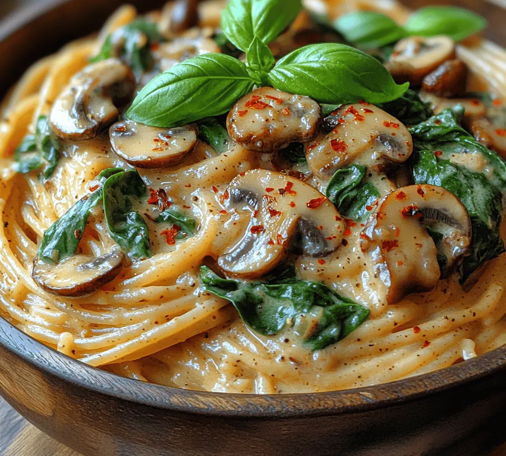 Welcome to the delightful world of Savory Spinach & Mushroom Pasta Delight, where comfort food meets nutritional goodness. This dish is a perfect blend of earthy flavors, featuring sautéed mushrooms and vibrant spinach enveloped in a creamy sauce that clings to pasta in the most satisfying way. Whether you're preparing dinner for a busy weeknight or a special gathering with family and friends, this recipe is sure to impress.