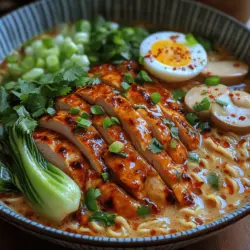 Fiery Chicken Ramen with Creamy Garlic Sauce