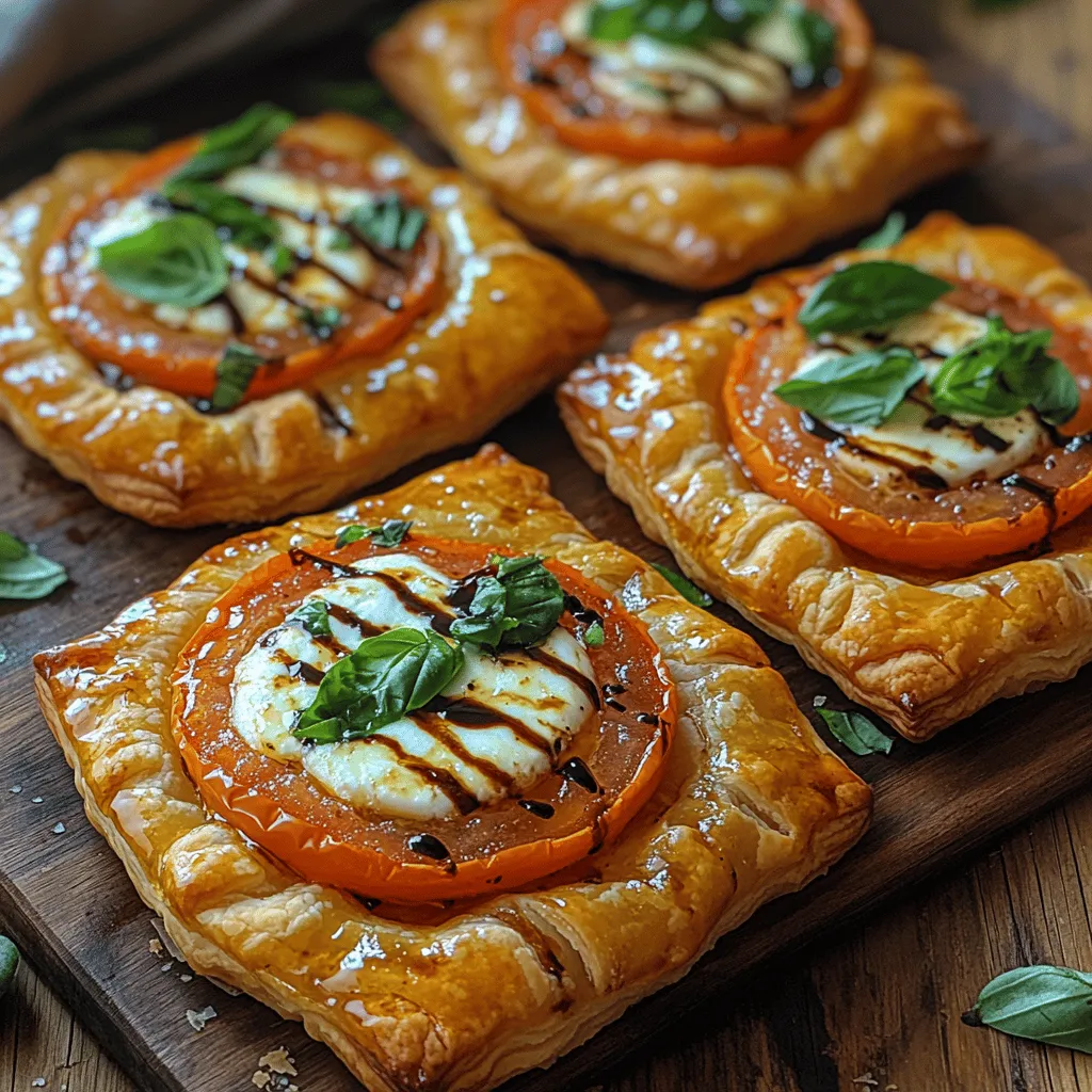 If you’re looking for a dish that beautifully marries the flavors of summer with a hint of sophistication, look no further than savory Tomato Mozzarella Puff Pastry Tarts. This recipe combines the freshness of ripe tomatoes, the creaminess of mozzarella cheese, and the delightful flakiness of puff pastry, resulting in a culinary experience that’s both satisfying and visually appealing.