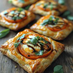 If you’re looking for a dish that beautifully marries the flavors of summer with a hint of sophistication, look no further than savory Tomato Mozzarella Puff Pastry Tarts. This recipe combines the freshness of ripe tomatoes, the creaminess of mozzarella cheese, and the delightful flakiness of puff pastry, resulting in a culinary experience that’s both satisfying and visually appealing.