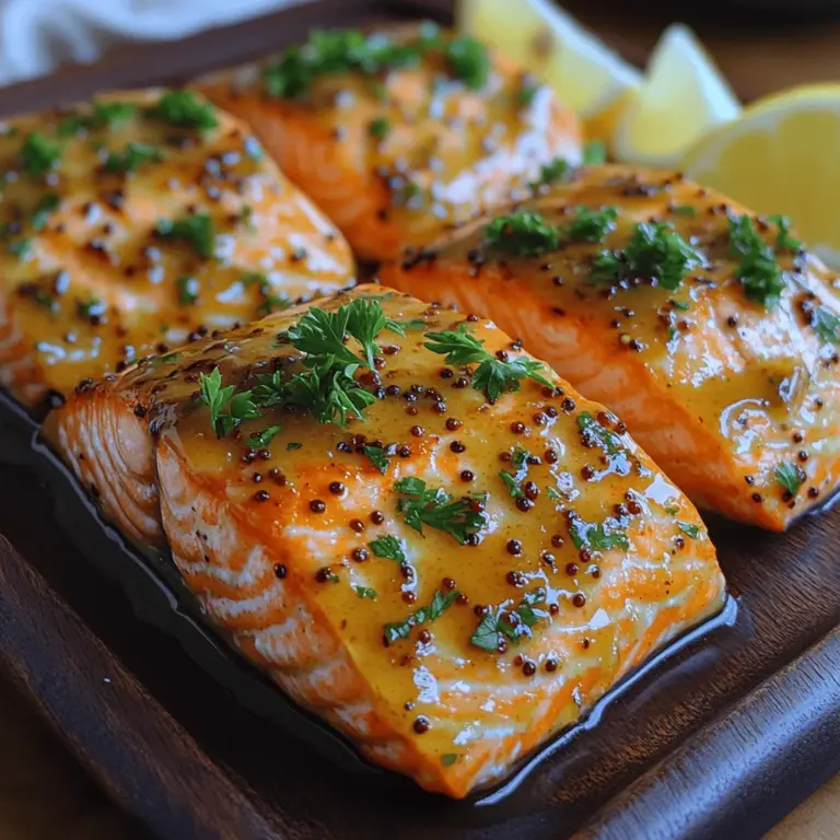 If you are on the lookout for a dinner recipe that is both delicious and wholesome, Honey Mustard Glazed Salmon Delight is a dish that deserves a spot on your table. This culinary masterpiece marries the rich, buttery flavor of salmon with a sweet and tangy honey mustard glaze, creating a mouthwatering experience that is both satisfying and healthy. Salmon has gained immense popularity in recent years, celebrated for its high omega-3 fatty acid content, which contributes to heart health and overall wellness. The addition of honey mustard not only enhances the flavor profile of the dish but also offers a unique twist that sets it apart from traditional salmon recipes.