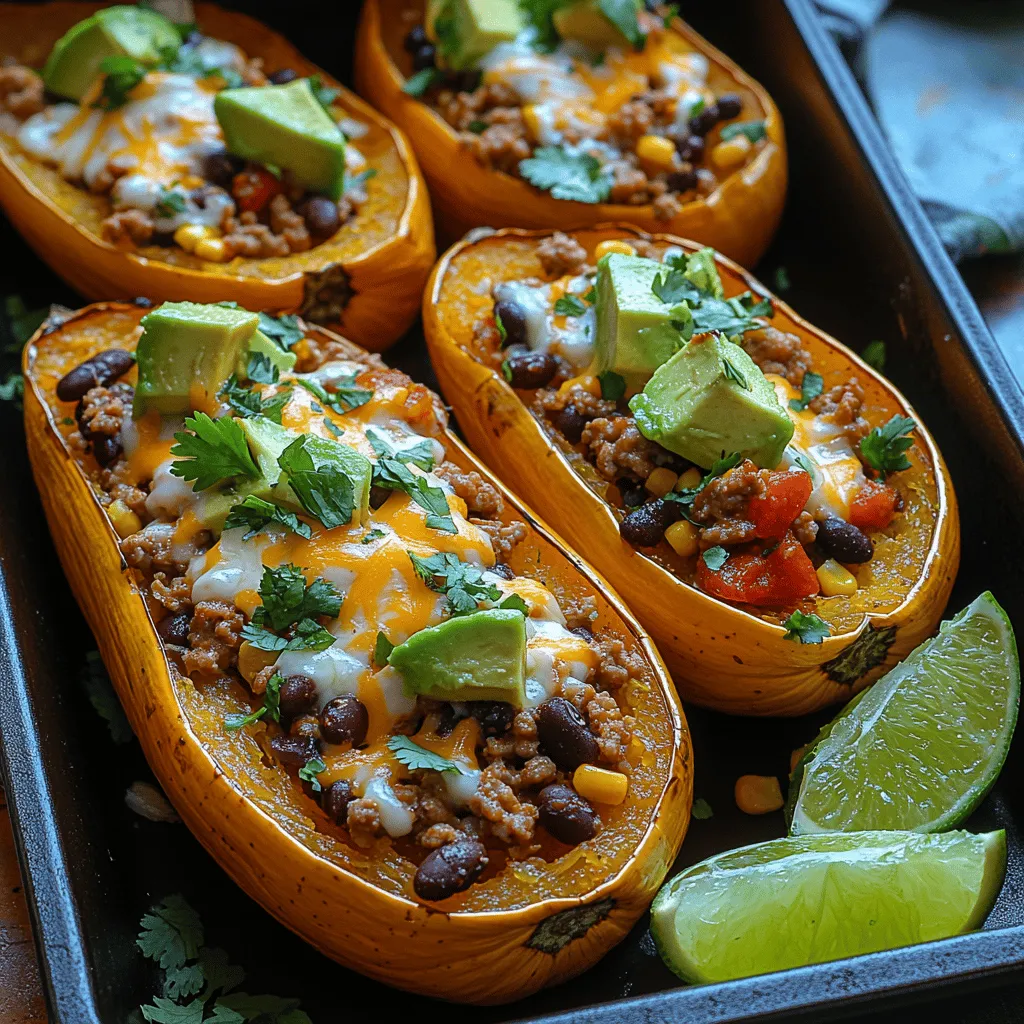 In the realm of healthy eating, finding alternatives that satisfy our cravings without compromising on flavor can be a challenge. Enter <strong></noscript>Spaghetti Squash Taco Boats—a delightful and nutritious twist on traditional tacos that has been gaining traction among health enthusiasts and food lovers alike. This innovative recipe transforms the humble spaghetti squash into a versatile vessel for all your favorite taco fillings, making it a perfect choice for families looking to enjoy a delicious meal while adhering to various dietary preferences.” /></p>
<p></p>
<h3>Step-by-Step Guide to Preparing Spaghetti Squash Taco Boats</h3>
<p></p>
<h4>Preheating the Oven</h4>
<p>Before you start preparing your Spaghetti Squash Taco Boats, it’s essential to preheat your oven to 400°F (200°C). This temperature is ideal for roasting the spaghetti squash, allowing it to cook evenly and achieve the perfect tenderness. Preheating ensures that your squash will roast quickly and efficiently, resulting in a deliciously caramelized flavor that enhances the dish.</p>
<p></p>
<h4>Roasting the Spaghetti Squash</h4>
<p>To roast the spaghetti squash, you’ll need to start by cutting it in half lengthwise. This can be a bit tricky due to the squash’s hard exterior. Here’s how to do it safely:</p>
<p></p>
<p>1. <strong>Cutting the Squash</strong>: Use a sharp chef’s knife and place the squash cut-side down on a cutting board. Carefully slice through the middle, starting from the stem end down to the bottom. If it proves to be too difficult, you can microwave the squash for 2-3 minutes to soften it slightly before cutting.</p>
<p></p>
<p>2. <strong>Preparing for Roasting</strong>: Once halved, scoop out the seeds and stringy insides using a spoon. Drizzle the inside of each half with olive oil, and sprinkle a pinch of salt and pepper for added flavor.</p>
<p></p>
<p>3. <strong>Roasting</strong>: Place the squash halves cut-side down on a baking sheet lined with parchment paper. Roast in the preheated oven for about 35-40 minutes, or until the flesh is tender and can be easily pierced with a fork. The roasting time may vary based on the size of your squash; larger squashes may require an additional 10-15 minutes.</p>
<p></p>
<p>4. <strong>Fluffing the Squash</strong>: Once roasted, remove the squash from the oven and let it cool slightly. Use a fork to scrape the flesh, creating spaghetti-like strands. This is the base for your taco boats.</p>
<p></p>
<h4>Creating the Taco Filling</h4>
<p>While the squash is roasting, you can prepare the taco filling, which will be flavorful and satisfying. Here’s how to create a delicious filling:</p>
<p></p>
<p>1. <strong>Sautéing Vegetables</strong>: In a large skillet over medium heat, add a tablespoon of olive oil. Once hot, toss in finely chopped onions and bell peppers. Sauté for 3-4 minutes until the onions become translucent.</p>
<p></p>
<p>2. <strong>Browning the Meat</strong>: If you’re using ground beef, turkey, or a plant-based alternative, add it to the skillet. Cook until browned, breaking it up with a wooden spoon, about 5-7 minutes. Drain any excess fat if necessary.</p>
<p></p>
<p>3. <strong>Adding Beans and Corn</strong>: Stir in black beans and corn (canned or frozen) along with your preferred taco seasoning. You can use a store-bought mix or create your own with cumin, chili powder, garlic powder, and paprika. Mix well, and let it cook for another 5 minutes until everything is heated through.</p>
<p></p>
<p>4. <strong>Balancing Flavors</strong>: Taste your filling and adjust the seasoning as necessary. You may want to add a splash of lime juice for brightness or some chopped cilantro for freshness. This step is crucial for ensuring a well-rounded flavor in your taco filling.</p>
<p></p>
<h4>Combining Ingredients</h4>
<p>Now that both your spaghetti squash and taco filling are ready, it’s time to combine them for maximum flavor:</p>
<p></p>
<p>1. <strong>Mixing</strong>: In a large mixing bowl, combine the spaghetti squash strands with the taco filling. Gently toss until everything is evenly distributed. This ensures each bite is packed with flavor.</p>
<p></p>
<p>2. <strong>Packing Technique</strong>: If you prefer a more structured taco boat, you can pack the mixture tightly into each half of the roasted spaghetti squash. This helps the filling stay in place and adds to the overall presentation of the dish.</p>
<p></p>
<h4>Filling and Baking</h4>
<p>Once your taco boats are assembled, it’s time to bake them to perfection:</p>
<p></p>
<p>1. <strong>Assembling the Boats</strong>: Place the filled spaghetti squash halves back on the baking sheet. If you like, sprinkle shredded cheese (such as cheddar or Monterey Jack) generously on top for a gooey finish.</p>
<p></p>
<p>2. <strong>Baking Time</strong>: Return the filled squash to the oven and bake for an additional 10-15 minutes, or until the cheese is melted and bubbly. This final step allows the flavors to meld together beautifully.</p>
<p></p>
<h4>Garnishing the Dish</h4>
<p>Presentation can elevate your Spaghetti Squash Taco Boats from simple to stunning:</p>
<p></p>
<p>1. <strong>Visual Appeal</strong>: Once out of the oven, top your taco boats with fresh cilantro, diced avocado, or a dollop of sour cream or Greek yogurt. These garnishes add not only a burst of color but also complementary flavors.</p>
<p></p>
<p>2. <strong>Serving Suggestions</strong>: Serve your taco boats on a colorful platter, and consider adding a side of fresh salsa or guacamole for dipping. This enhances the overall dining experience and encourages guests to customize their meal.</p>
<p></p>
<h3>Nutritional Information</h3>
<p>Each serving of Spaghetti Squash Taco Boats is not only delicious but also packed with nutrients. Here’s a breakdown of the nutritional values per serving:</p>
<p></p>
<p>– <strong>Calories</strong>: Approximately 300-350 calories</p>
<p>– <strong>Protein</strong>: 20-25g</p>
<p>– <strong>Carbohydrates</strong>: 30-35g</p>
<p>– <strong>Fat</strong>: 10-15g</p>
<p>– <strong>Fiber</strong>: 8g</p>
<p>– <strong>Vitamins and Minerals</strong>: Rich in Vitamin A, Vitamin C, potassium, and iron, thanks to the vegetables and beans.</p>
<p></p>
<h4>Health Benefits</h4>
<p>The primary ingredients in this dish—spaghetti squash, beans, and vegetables—contribute to a well-rounded meal. Spaghetti squash is low in calories and high in fiber, promoting digestive health and satiety. Beans provide plant-based protein and essential nutrients, while the variety of vegetables enhances the dish’s vitamin content. This recipe is particularly beneficial for those following a gluten-free or vegetarian diet.</p>
<p></p>
<h3>Serving Suggestions</h3>
<p>Spaghetti Squash Taco Boats are versatile and can be served in various ways to complement your meal:</p>
<p></p>
<p>1. <strong>Pairing with Sides</strong>: Consider serving your taco boats with a side salad, fresh guacamole, or a zesty salsa. These additions not only enhance the meal but also provide a refreshing contrast to the warm, hearty taco boats.</p>
<p></p>
<p>2. <strong>Beverage Pairings</strong>: A light lager or a refreshing margarita can be excellent choices to accompany your meal, as they balance the flavors of the tacos. For non-alcoholic options, try an iced tea with lime or sparkling water with fresh lemon.</p>
<p></p>
<p>3. <strong>Meal Prep and Storage</strong>: If you have leftovers, they can be stored in an airtight container in the refrigerator for up to 3 days. Reheat in the microwave or oven before serving. You can also prepare the taco filling ahead of time and store it separately for easy assembly on busy weeknights.</p>
<p></p>
<h3>Conclusion</h3>
<p>Spaghetti Squash Taco Boats are a nutritious, flavorful, and creative meal option that showcases the versatility of squash in a fun, healthy way. This dish accommodates various dietary preferences, making it ideal for family dinners or gatherings. It’s easy to prepare, packed with fresh ingredients, and delivers a satisfying taste that everyone will enjoy.</p>
<p></p>
<p>We encourage you to explore this recipe, experiment with your preferred fillings, and enjoy the delightful fusion of flavors that make these taco boats a standout choice in healthy cooking. Whether you’re looking for a quick weeknight dinner or a dish to impress guests, Spaghetti Squash Taco Boats are sure to be a hit!</p>
<div id=