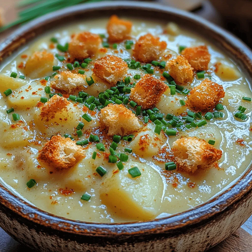 To create this deliciously creamy cauliflower potato soup, you'll need the following main ingredients: