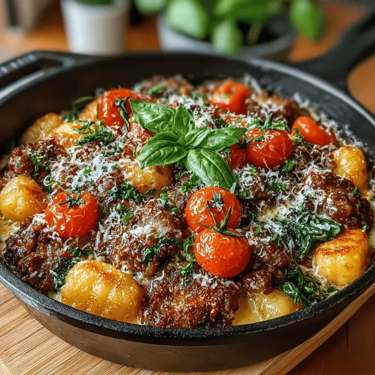 When it comes to weeknight dinners, finding a recipe that strikes the perfect balance between comfort and flavor can often feel like a daunting task. Enter the Savory Skillet Sausage & Spinach Gnocchi—an irresistible dish that embodies the essence of home-cooked goodness. This one-pan meal is not only easy to prepare but also brimming with robust flavors, making it an ideal choice for busy evenings when you want something hearty yet satisfying.