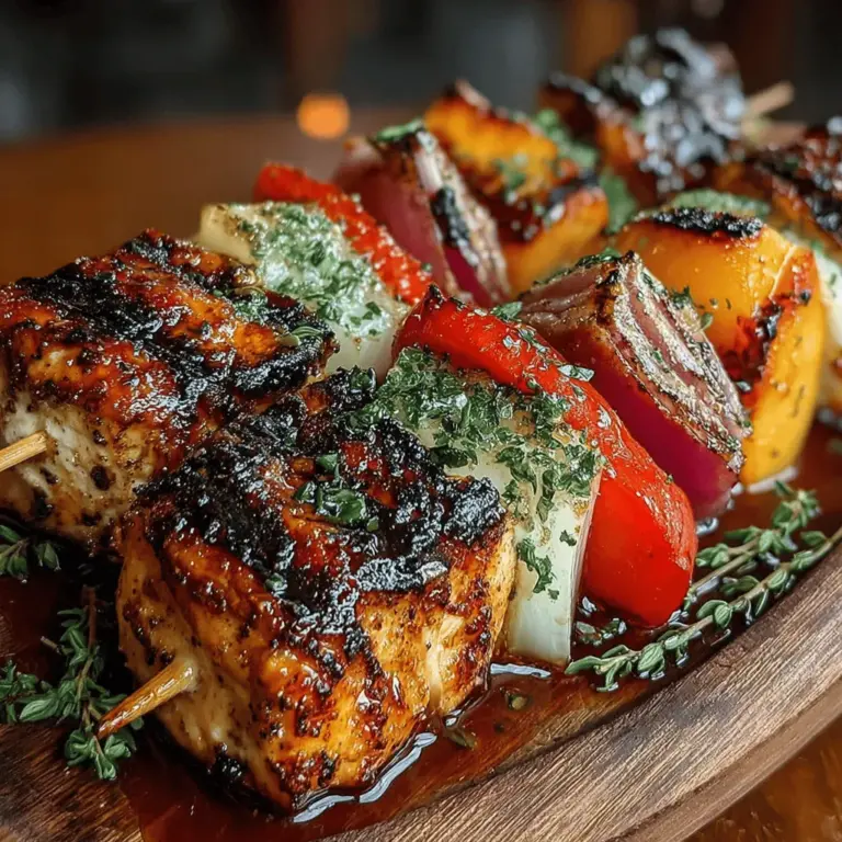As summer approaches, the allure of outdoor grilling becomes irresistible. One dish that perfectly captures the essence of warm weather dining is Grilled Chicken & Peach Kabobs. This dish combines succulent pieces of chicken with juicy, ripe peaches, creating a delightful blend of savory and sweet flavors that are sure to impress your family and friends at any gathering. The vibrant colors and enticing aromas of these kabobs not only make for a visually stunning presentation but also highlight the season's best produce, making it an ideal choice for summer barbecues or casual weeknight dinners.