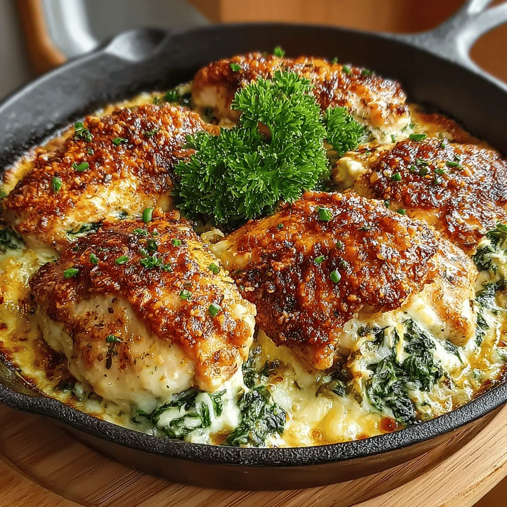 To create the Cheesy Spinach and Artichoke Chicken Bake, you’ll need a handful of fresh ingredients that work harmoniously together. Here’s what to have on hand: