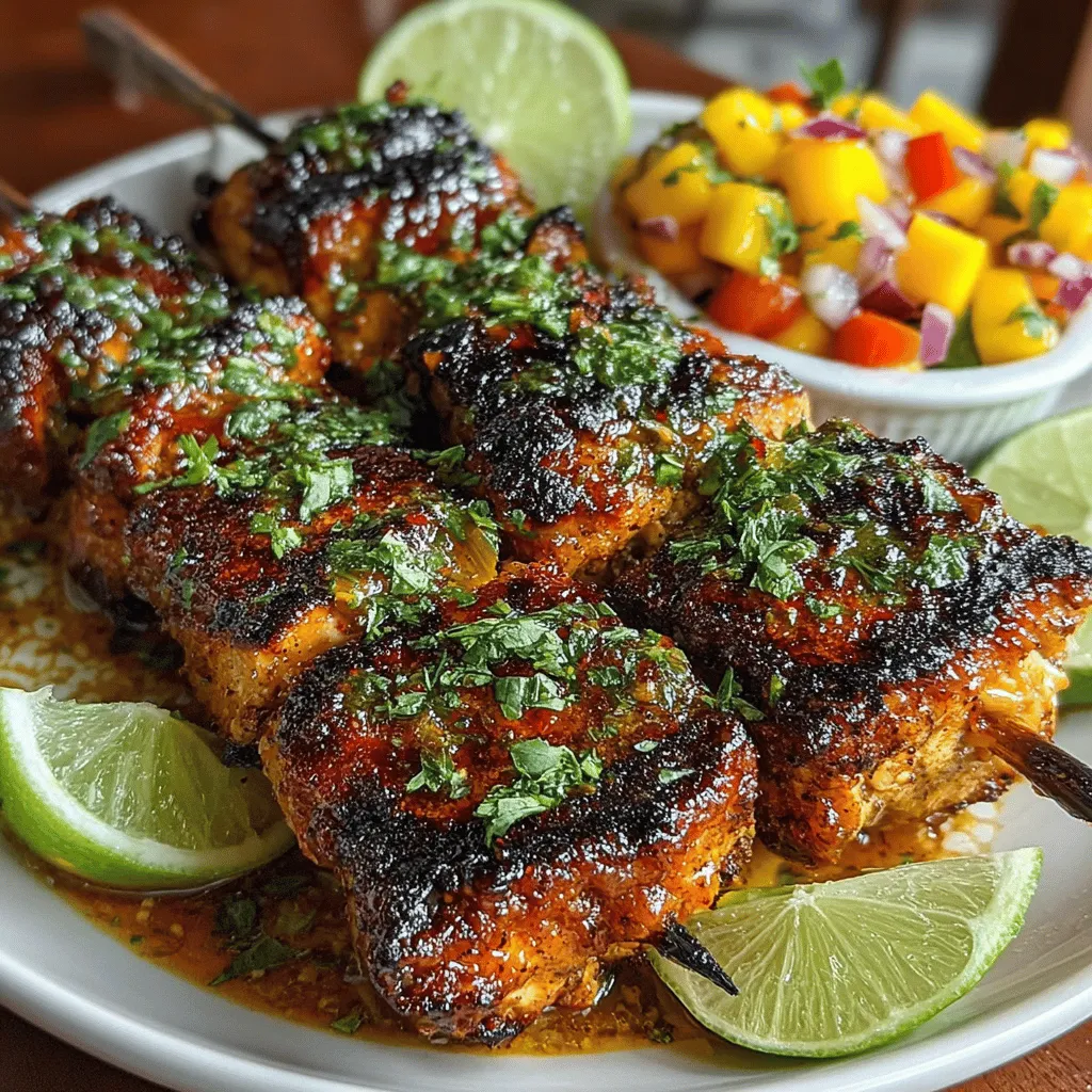 Sizzling Citrus Chicken Skewers with Tropical Mango Salsa is a delightful dish that embodies the essence of summer with its vibrant flavors and healthy ingredients. This recipe highlights the refreshing taste of citrus combined with the sweetness of ripe mango, creating a tantalizing experience for your taste buds. Whether you're planning a family gathering, hosting a backyard barbecue, or simply looking for a nutritious option for a weeknight meal, these chicken skewers are versatile enough to suit any occasion.
