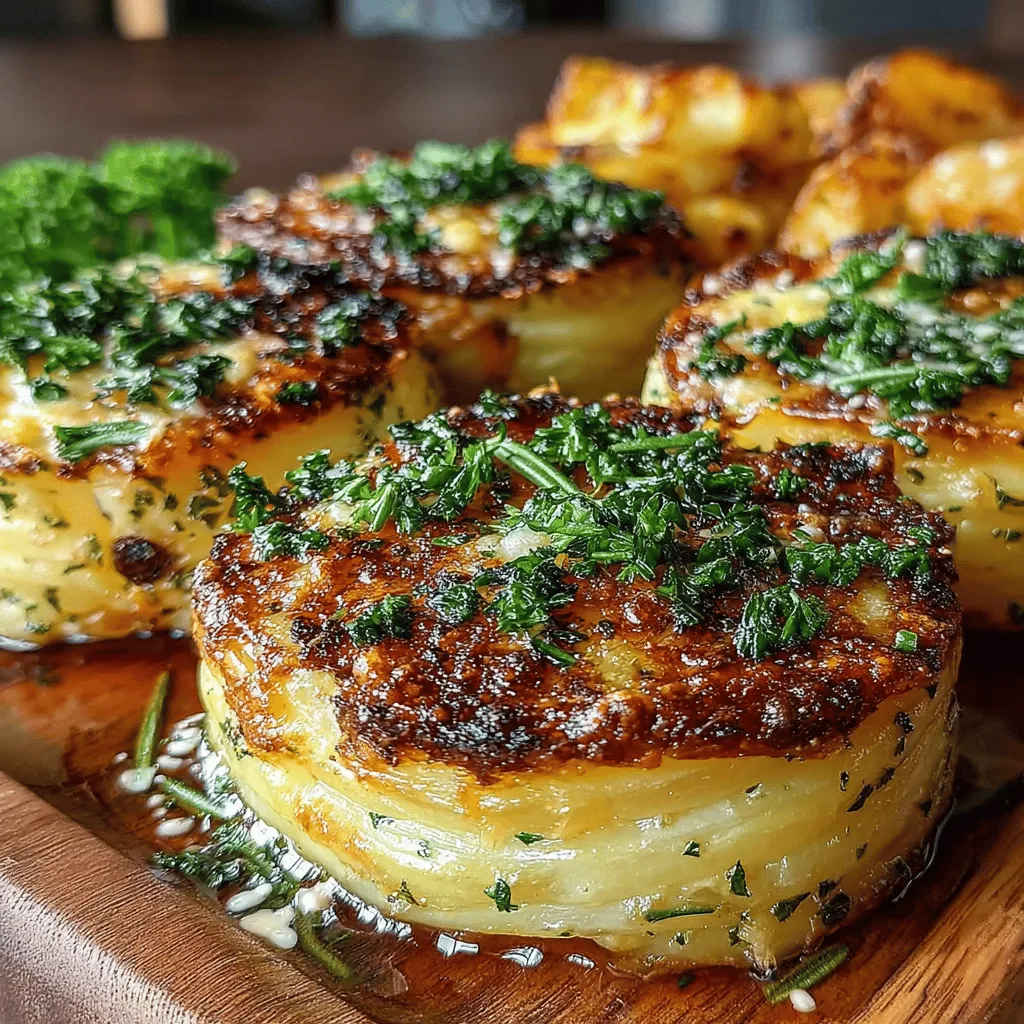 When it comes to side dishes that impress without requiring hours of labor, Roasted Garlic Parmesan Potato Stacks stand out as a delightful option. This innovative take on traditional roasted potatoes elevates the familiar fare into a visually stunning and flavor-packed experience. Each stack features thinly sliced potatoes layered with the rich, aromatic essence of roasted garlic and the savory depth of Parmesan cheese. Perfect for family dinners, holiday feasts, or special occasions, these potato stacks not only taste delicious but also bring a touch of elegance to your dining table.