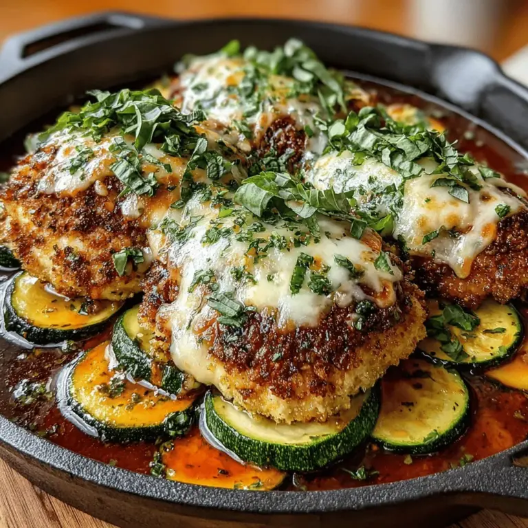 Baked Zucchini Chicken Parmesan is a delightful and nutritious twist on the classic Italian dish that has won the hearts of food lovers around the world. This recipe combines tender chicken breast, fresh zucchini, and a rich marinara sauce, all topped with gooey cheese. Ideal for those looking to incorporate more vegetables into their meals without sacrificing flavor, this dish provides a deliciously satisfying option that fits well into both everyday dining and special occasions.