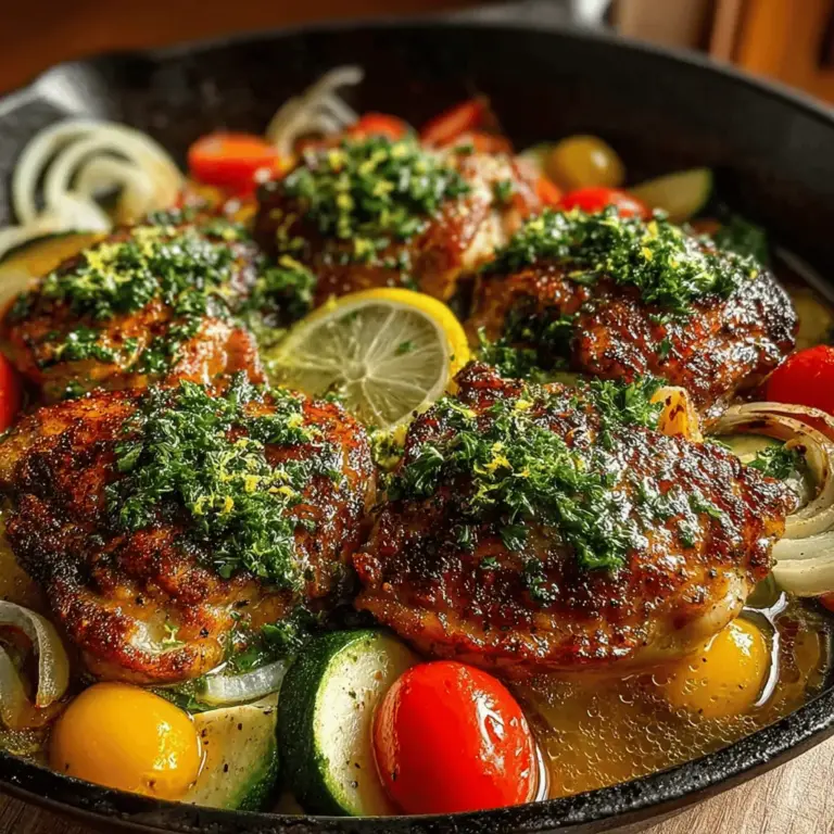 If you're on the lookout for a quick, delicious, and wholesome meal, look no further than the Zesty Lemon Bliss: One-Pan Chicken & Veggies recipe. This dish masterfully combines juicy chicken thighs with a vibrant medley of vegetables, all infused with the bright, refreshing flavor of lemon. Perfectly suited for busy weeknights or leisurely weekend dinners, this one-pan recipe not only saves you time on cleanup but also ensures that every bite is bursting with flavor.