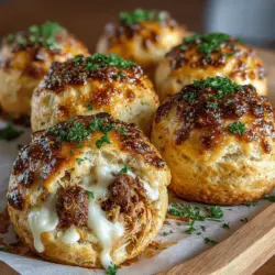 Mini Chicken Alfredo Biscuit Bombs promise to deliver a comforting combination of flavors and textures that will please even the pickiest eaters. These delightful bites encapsulate the creamy richness of Alfredo sauce, succulent shredded chicken, and gooey cheese, all wrapped in a soft, fluffy biscuit shell. Whether you’re planning a family gathering, looking for the perfect game day snack, or simply craving a cozy dinner, these biscuit bombs are the answer. Not only are they easy to prepare, but they also make for a satisfying meal or appetizer that everyone will love.