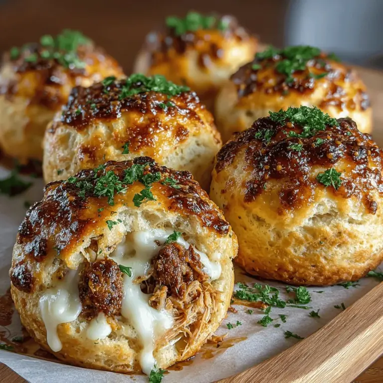 Mini Chicken Alfredo Biscuit Bombs promise to deliver a comforting combination of flavors and textures that will please even the pickiest eaters. These delightful bites encapsulate the creamy richness of Alfredo sauce, succulent shredded chicken, and gooey cheese, all wrapped in a soft, fluffy biscuit shell. Whether you’re planning a family gathering, looking for the perfect game day snack, or simply craving a cozy dinner, these biscuit bombs are the answer. Not only are they easy to prepare, but they also make for a satisfying meal or appetizer that everyone will love.