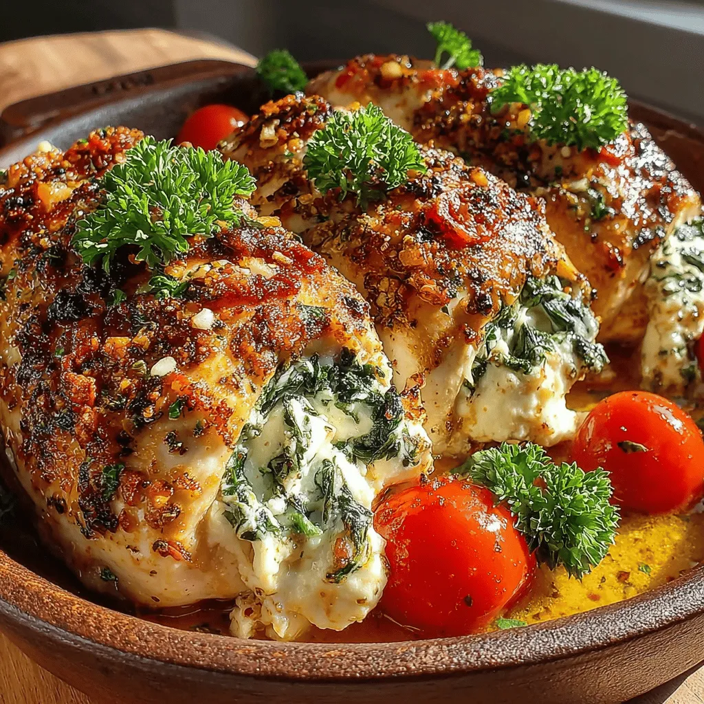 In the world of culinary creations, few dishes can rival the delightful combination of baked feta and spinach stuffed chicken. This dish not only tantalizes the taste buds but also offers a beautiful balance of flavors and textures. Imagine tender, juicy chicken breasts enveloping a creamy, herb-infused filling of spinach and feta cheese, baked to perfection. Whether you're an experienced home chef or a novice in the kitchen, this recipe is sure to impress both family and guests alike, making it a perfect choice for weeknight dinners or special occasions.