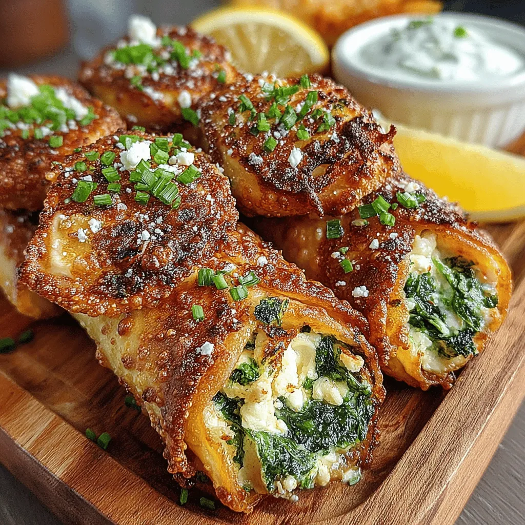 In the realm of quick and healthy appetizers, Crispy Air Fryer Spinach Feta Egg Rolls stand out as a delightful choice for both casual gatherings and formal occasions. These little parcels of joy combine the earthy flavors of fresh spinach with the creamy richness of feta and ricotta cheese, making them not only a flavorful treat but also a nutritious one. The air fryer elevates these egg rolls by providing a satisfying crunch without the need for deep frying, allowing you to enjoy a classic favorite with a healthier twist.