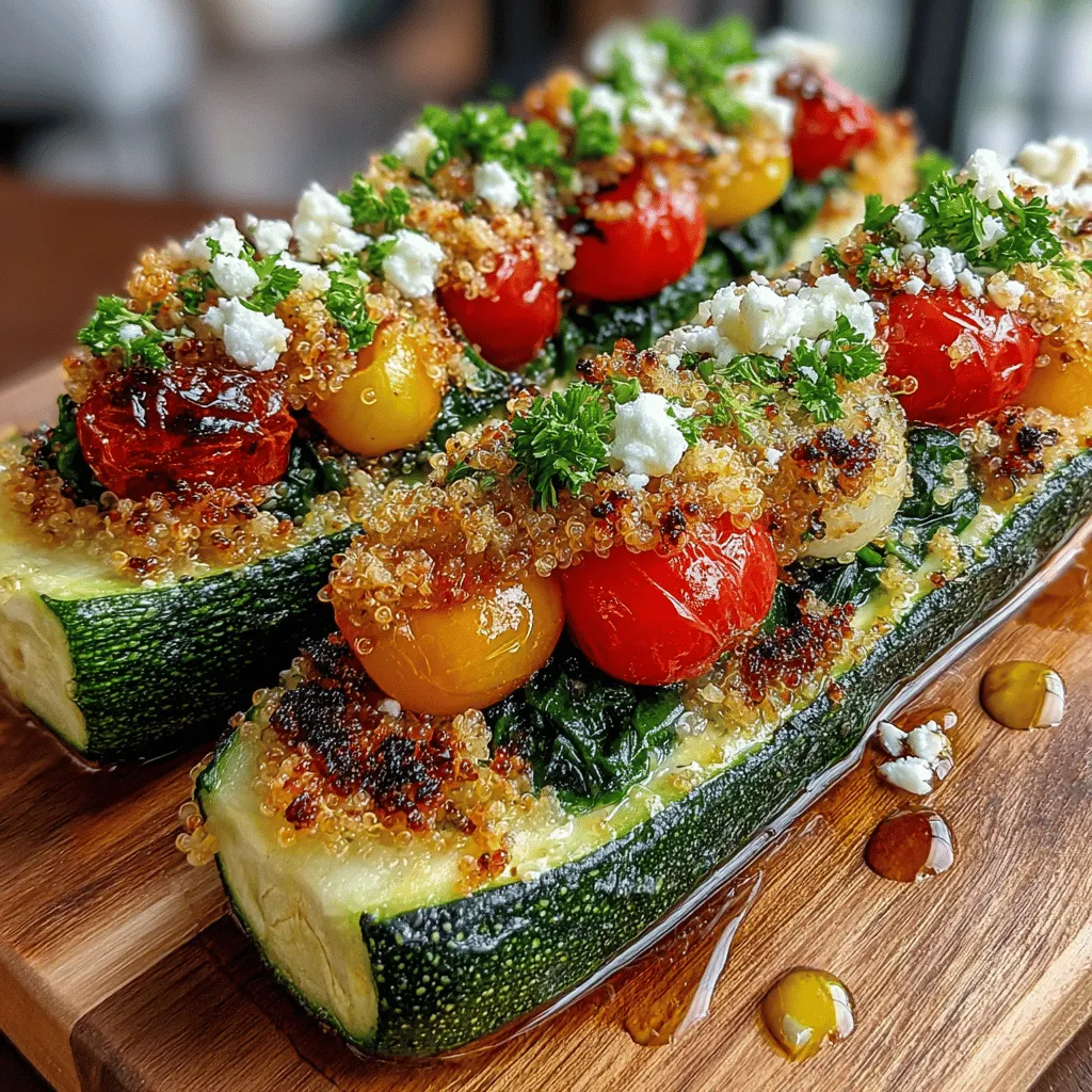 Embrace the vibrant flavors of the Mediterranean with this Zesty Mediterranean Stuffed Zucchini Boats recipe. This dish beautifully marries the earthiness of fresh vegetables with the rich, nutty flavor of quinoa and the creamy tang of feta cheese, making it not only delicious but also nutritious. Perfect as a main course or an impressive side dish, these stuffed zucchini boats are easy to prepare and are sure to be a hit at any gathering. Let’s dive into the details of this delectable recipe, exploring its background and the initial steps to create this culinary delight.