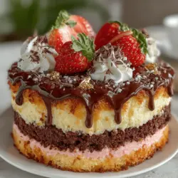 Delightful Tri-Colored Creamy Neapolitan Cake