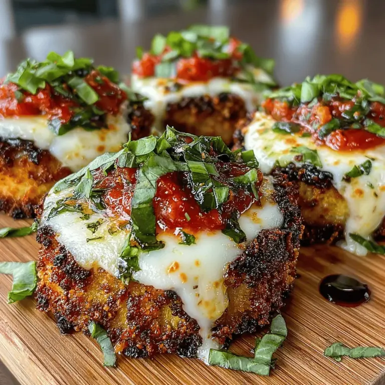 If you're searching for a delightful appetizer that combines rich flavors with a touch of elegance, look no further than Mini Eggplant Parmesan Bites. These bite-sized treats are a sophisticated twist on the classic Italian dish, eggplant Parmesan, transforming it into a perfectly portioned snack ideal for gatherings, parties, or even a cozy night in. With their crispy exterior and cheesy, savory filling, Mini Eggplant Parmesan Bites are sure to impress guests and family alike.