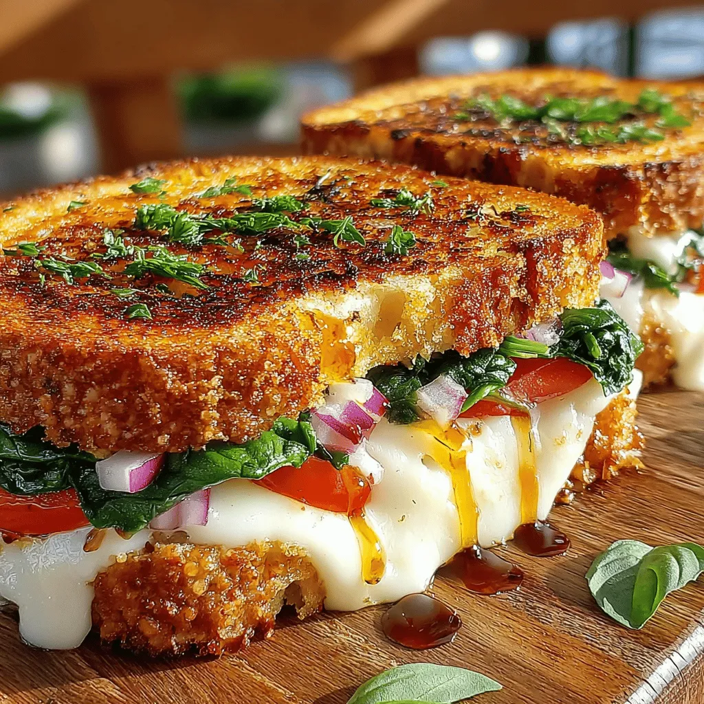 In a world where culinary options abound, the Grilled Balsamic Vinaigrette Sandwich Melt stands out as a delightful choice for both casual diners and gourmet enthusiasts. This sandwich seamlessly combines the rich, creamy texture of fresh mozzarella with the vibrant crunch of fresh vegetables and the tangy zing of balsamic vinaigrette. It is a versatile dish that can easily transition from a quick lunch to a light dinner, making it a staple for busy weeknights or leisurely weekend meals. The ease of preparation paired with the explosion of flavors that come together with each bite makes this sandwich not only appealing but also satisfying.