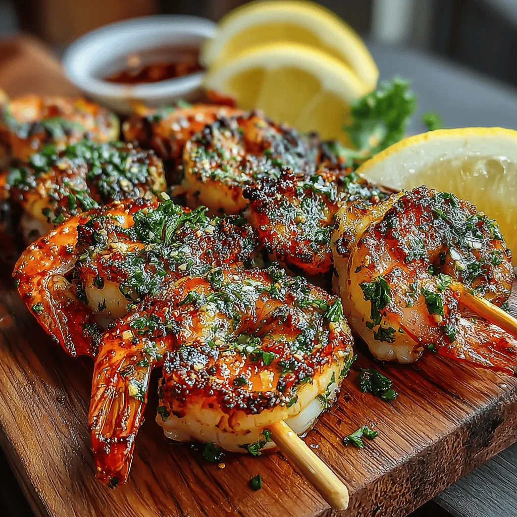 Garlic Butter Roasted Shrimp Skewers are a delightful dish that perfectly embodies the essence of simple yet sophisticated cooking. With their succulent shrimp, rich garlic butter sauce, and a hint of zesty lemon, these skewers deliver a burst of flavor that is sure to impress anyone at your dinner table. The appeal of this recipe goes beyond taste; its ease of preparation makes it an excellent choice for both novice cooks and seasoned chefs looking to whip up something delectable in no time. Whether you're hosting a summer barbecue, planning a cozy family dinner, or seeking a quick weeknight meal, shrimp skewers can adapt to any occasion effortlessly.