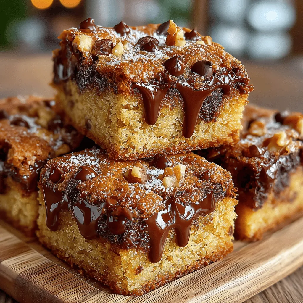 To create the base of your buttery chocolate chip blondies, start by combining the wet ingredients. In a large mixing bowl, add the melted butter, brown sugar, and granulated sugar. Use a whisk to blend these ingredients until smooth and creamy. The melted butter not only adds richness but also helps to dissolve the sugars effectively, creating a silky batter.